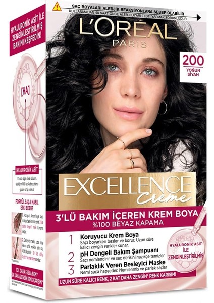 Excellence Saç Boyası 200 Yoğun Siyah 3'lü Set Yenilenmiş Ambalaj fiyatları