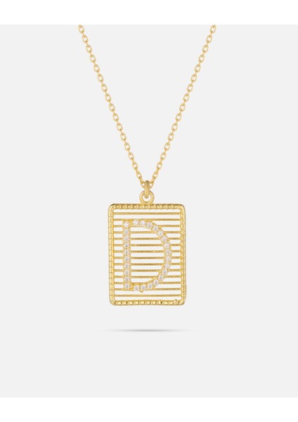 14 Ayar Altın Harfli Çerçeve Kolye