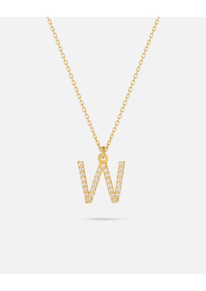 14 Ayar Altın Kişiye Özel Zirkon Taşlı Harf Kolye