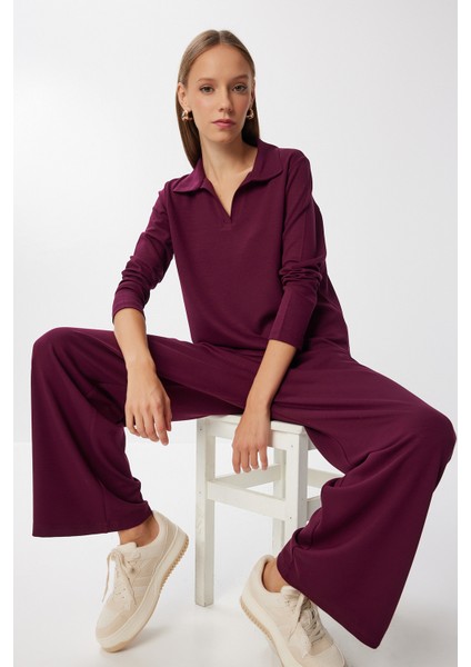 Rahat Esnek Modal Alt-Üst Takım LBY0008 Mürdüm