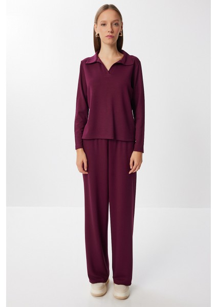 Rahat Esnek Modal Alt-Üst Takım LBY0008 Mürdüm fırsatları