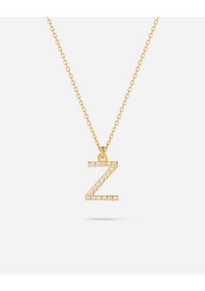 14 Ayar Altın Kişiye Özel Zirkon Taşlı Harf Kolye