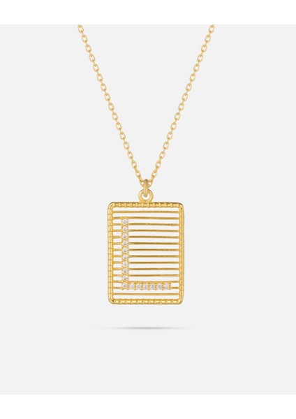 14 Ayar Altın Harfli Çerçeve Kolye