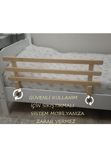 Doğal Ahşap Bebek Çocuk Yatak Koruma Bariyeri Korkuluk Beşik Korkuluğu 90X45 modelleri