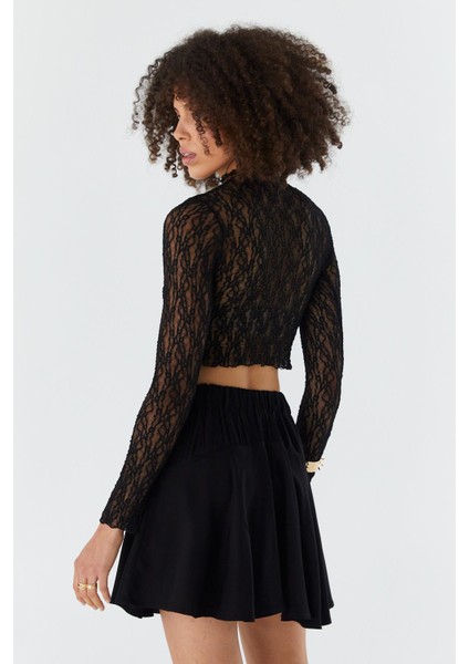 Volanlı Şort Etek Sıyah modelleri