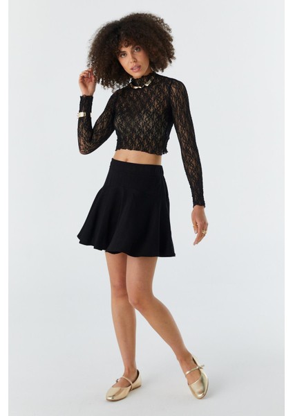 Volanlı Şort Etek Sıyah fırsatları