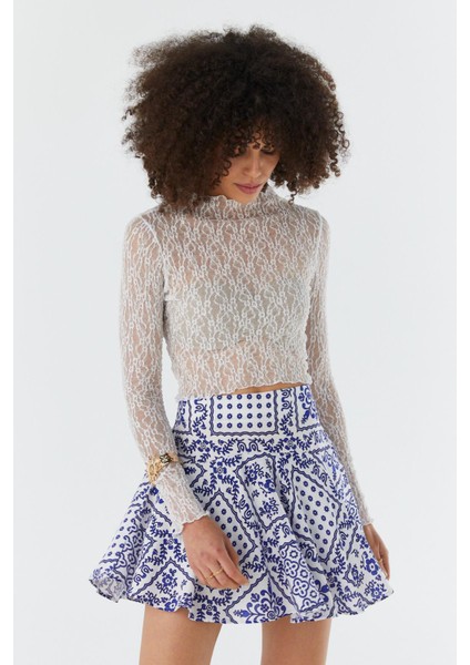 Volanlı Şort Etek Mavı fiyatları