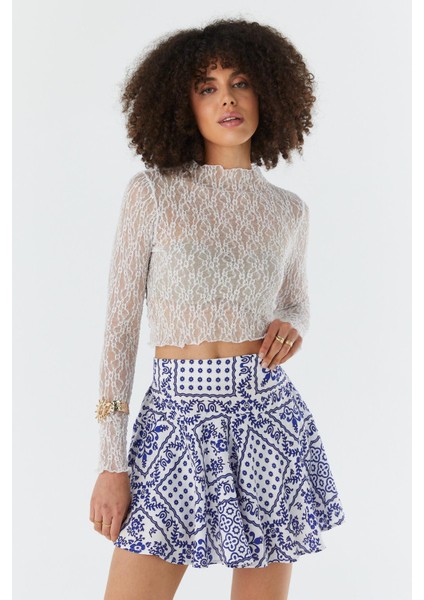 Volanlı Şort Etek Mavı modelleri