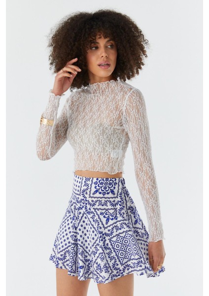 Volanlı Şort Etek Mavı fırsatları