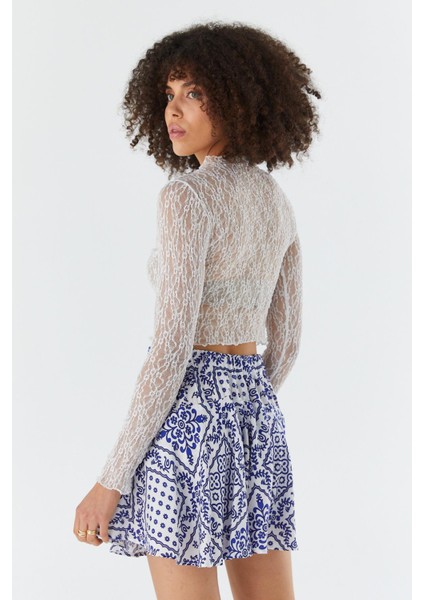 Volanlı Şort Etek Mavı indirimleri