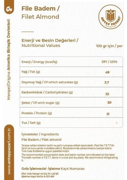 File Badem 500 gr fırsatları