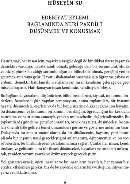 Edebiyat Eylemi ve Nuri Pakdil - Hüseyin Su