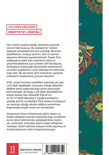 Hediyyetü'l-Müştak - Lalizade Abdülbaki Efendi fiyatları