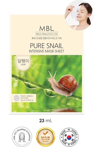 Teresia Snail İçerikli Nem Kaybı Yaşayan, Elastikiyetini Yitirmiş ve Donuk Görünen Ciltler İçin Yüz Maskesi