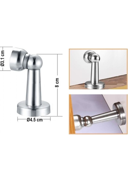 4 Adet 8 cm Güçlü Mıknatıslı Kapı Tamponu Saten, Kapı Stoperi fiyatları