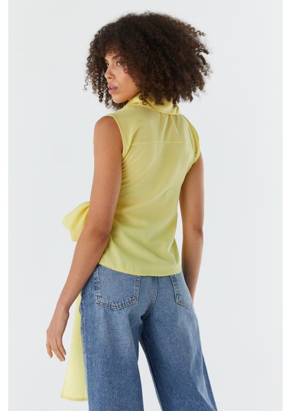 Yanı Bağlamalı Kolsuz Bluz Sarı indirimleri