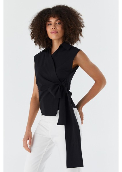 Yanı Bağlamalı Kolsuz Bluz Sıyah fiyatları