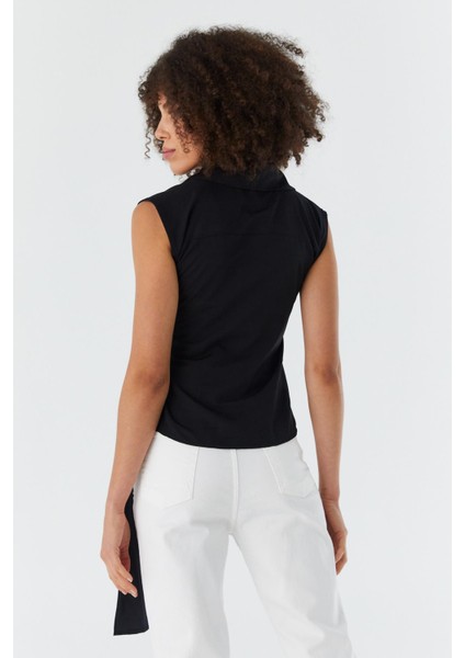 Yanı Bağlamalı Kolsuz Bluz Sıyah indirimleri