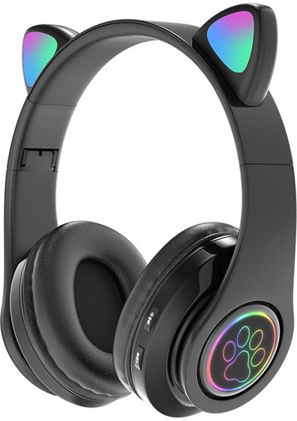 Yeni Kedi Kulaklı Bluetooth Kulaklık B39 Kedi Kulaklı Sevimli Kedi Kulaklı Kablosuz Kulaklık LED Yanıp Sönen Işık (Yurt Dışından)