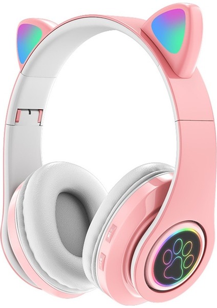 Yeni Kedi Kulaklı Bluetooth Kulaklık B39 Kedi Kulaklı Sevimli Kedi Kulaklı Kablosuz Kulaklık LED Yanıp Sönen Işık (Yurt Dışından)
