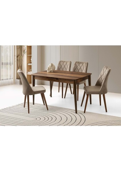 Mobilgen 4 Adet Nova Sandalye 130+30 Milano Açılabilir Masa Takımı