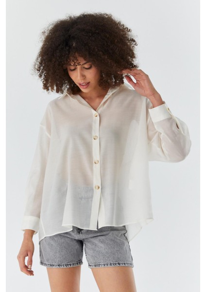 Sırt Bağlamalı Gömlek Krem