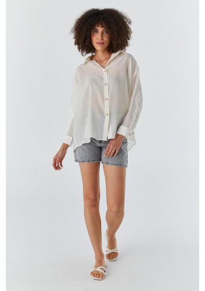 Sırt Bağlamalı Gömlek Krem modelleri