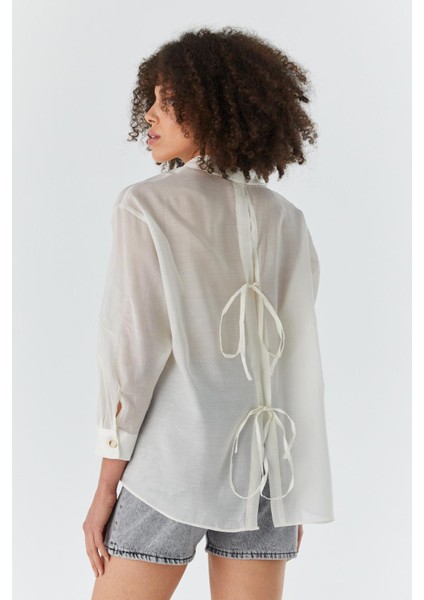 Sırt Bağlamalı Gömlek Krem indirimleri
