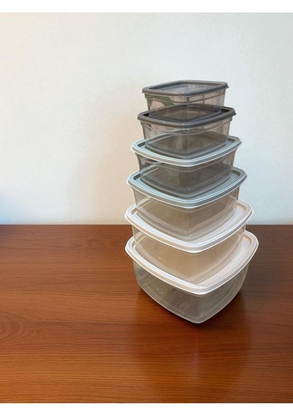 Kare Saklama Kabı Seti – 6 Parça, Farklı Boylarda, Şeffaf, Renkli Kapaklar, Şık Tasarım, Yerden Tasarruf modelleri