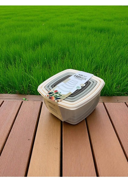 Kare Saklama Kabı Seti – 6 Parça, Farklı Boylarda, Şeffaf, Renkli Kapaklar, Şık Tasarım, Yerden Tasarruf