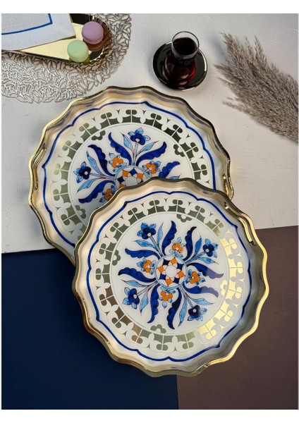 Duka 2 Li Dekoratif Tepsi Set 406