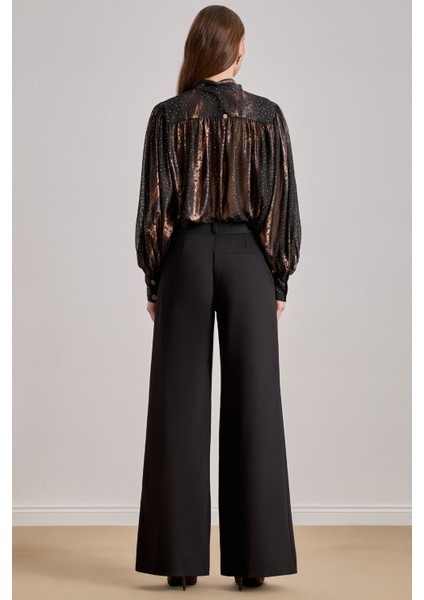 Dökümlü Siyah Şifon Gömlek fiyatları