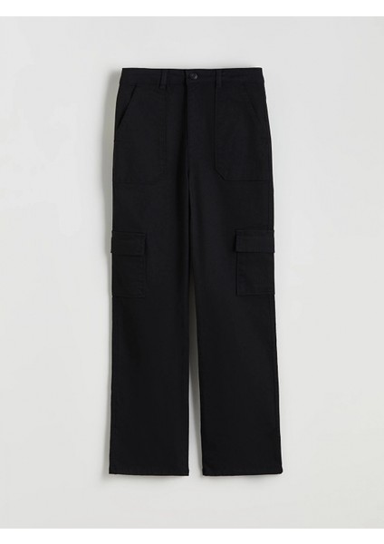 Lcw Kids Siyah Wideleg Kız Çocuk Kargo Pantolon