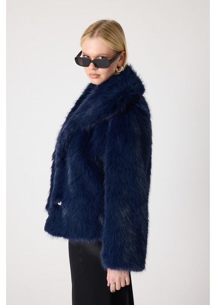 Premium Kürk Şal Yaka Ceket Lacivert modelleri