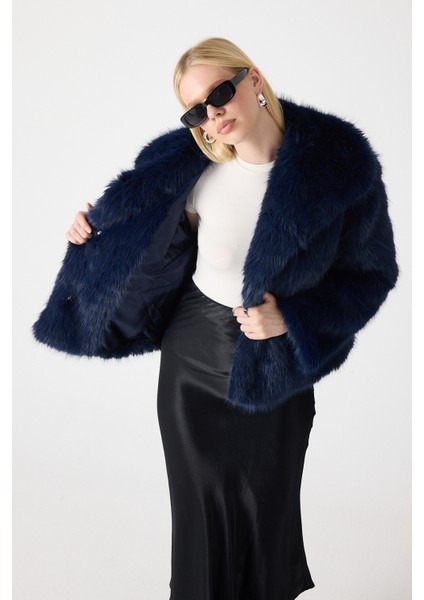 Premium Kürk Şal Yaka Ceket Lacivert