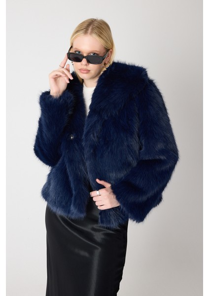Premium Kürk Şal Yaka Ceket Lacivert