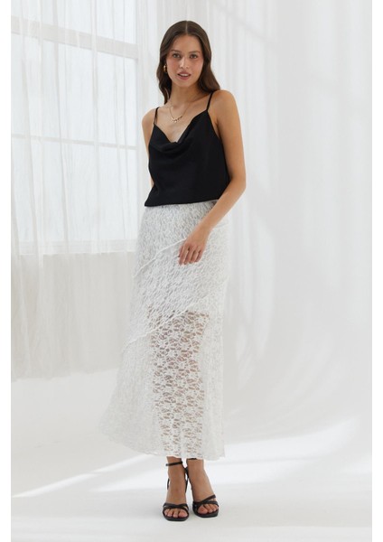 A Kesim Dantel Etek Ekru