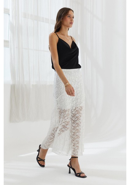 A Kesim Dantel Etek Ekru modelleri