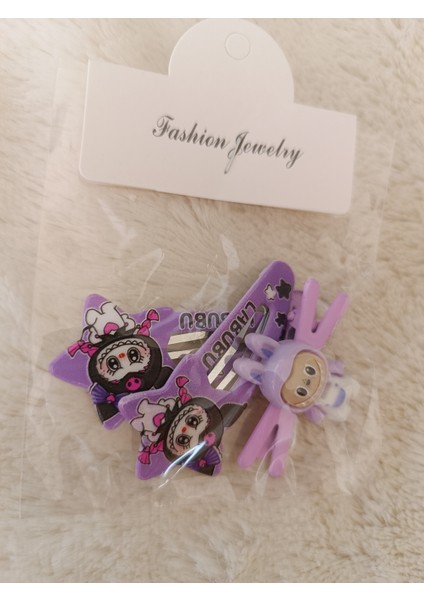 Labubu Figürlü 1 Adet Pens,2 Adet Kayan Yıldız Çıt Çıt Çocuk,bebek Set Toka modelleri