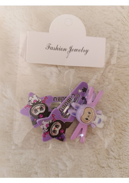 Labubu Figürlü 1 Adet Pens,2 Adet Kayan Yıldız Çıt Çıt Çocuk,bebek Set Toka fırsatları