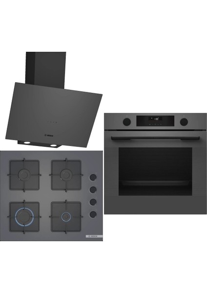 Gri 3 Lü Ankastre Set 342 ( HUA736EN0T - POP6C9P30O - DWK64PJ70T ) - Buhar Destekli