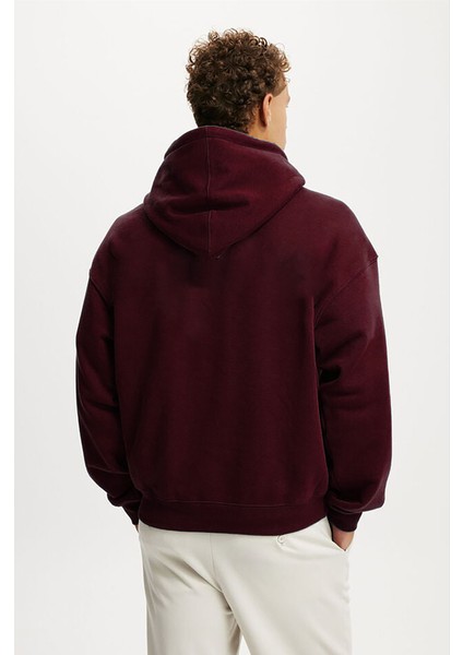 Bordo Kapüşonlu Kanguru Cep Erkek Sweatshirt E7169 fiyatları