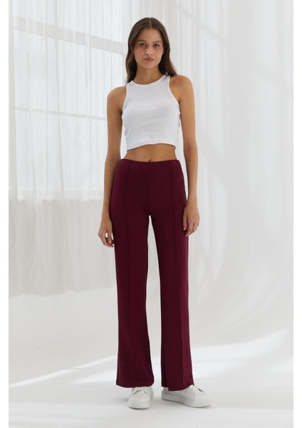 Beli Lastikli Eşofman Altı Bordo