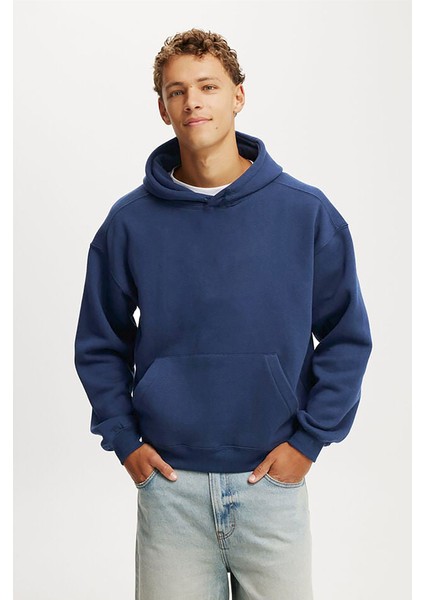 Lacivert Kapüşonlu Kanguru Cep Erkek Sweatshirt E7169