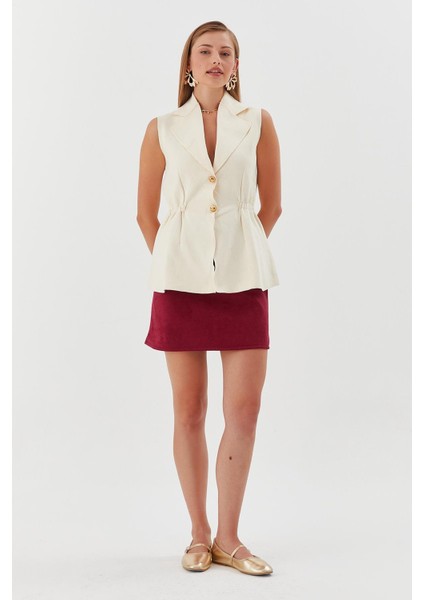 Beli Lastikli Yelek Bluz Krem fiyatları