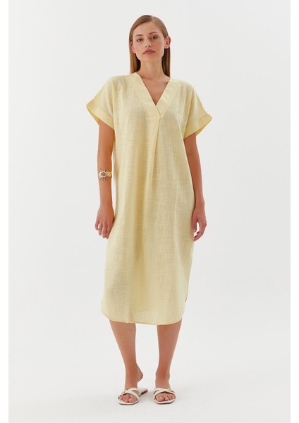 Oversize Keten Elbise Sarı fiyatları