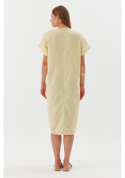 Oversize Keten Elbise Sarı indirimleri