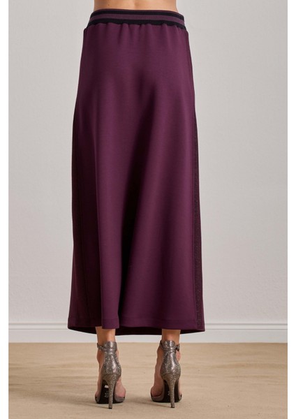Yandan Cepli Bordo Örme Etek