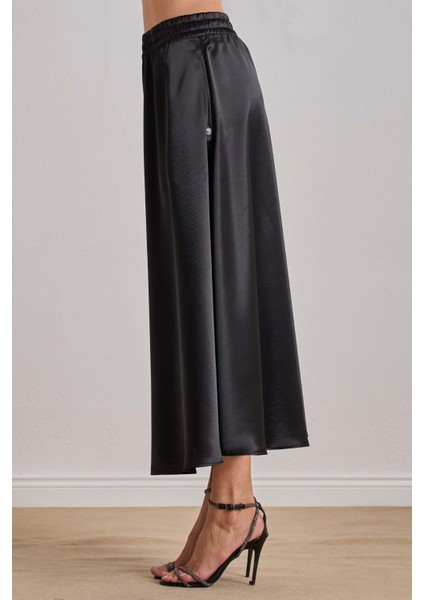 Bilekte Boy Siyah Saten Etek modelleri