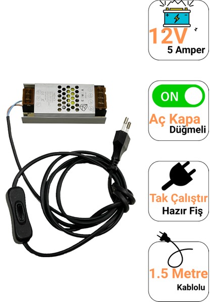 12V 3 Metre Kırmızı Neon Led Şerit Işık | Prize Tak Çalıştır | Anahtarlı Fişli 1.5M Kablo | Esnek Silikonlu Led modelleri